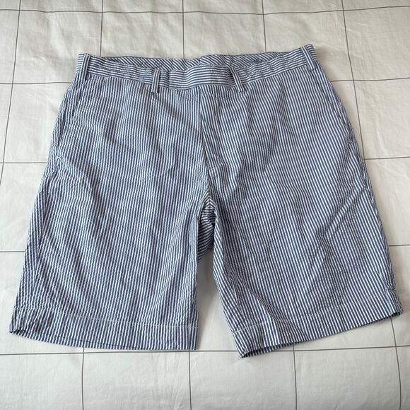 Polo by Ralph Lauren Shorts Mens 36 Blue White Seersucker Stripe Suffield Fit - Picture 1 of 13
